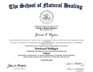 Nutritional Herbalist Certificate July 2020